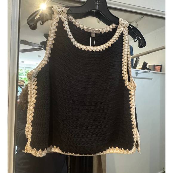 NEW LILLA P women crotchet tank in black